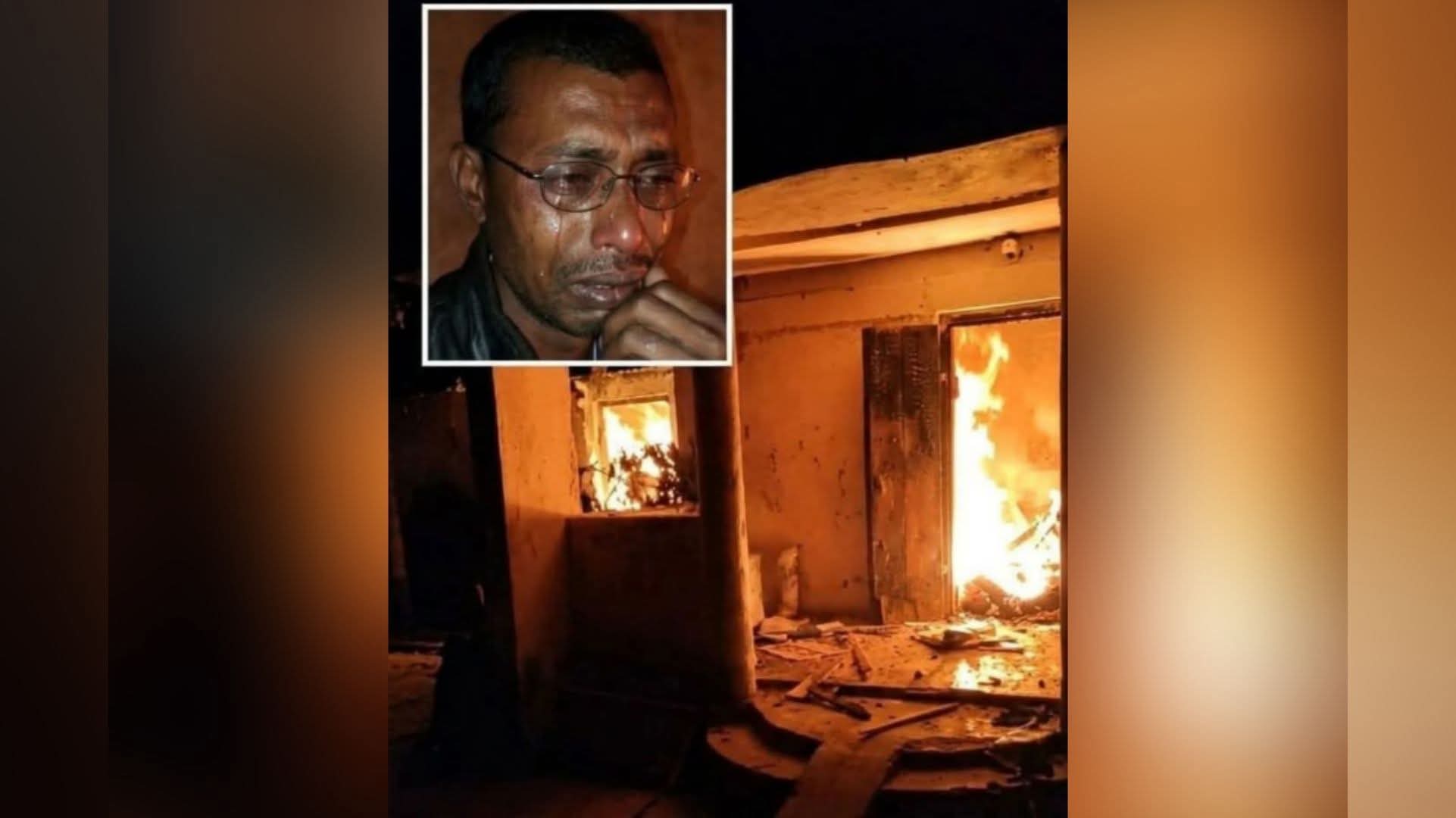 আমুরোডের (হরিপুর) সম্বলহীন কে.এম আনোয়ারের ঘর পুড়ে ছাই