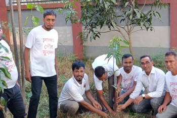চুনারুঘাট পাইলট বালিকা বিদ্যালয়ে পৌর যুবদলের বৃক্ষরোপণ কর্মসূচি